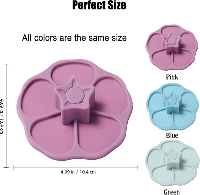 flower Silicone Cup Covers (Set of 3), Multicolored Silicone Lids for Mugs, Cups, Flexible Mug Covers, Tea Pots, Hot Cup Lids for Coffee & Tea (Style H)