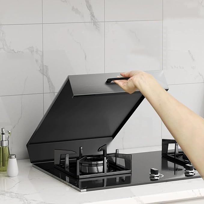 Noodle Board Stove Cover with Handles, Gas Stove Cover Board Carbon Steel Stove Top Covers for Gas and Electric Stove Range Expanding Kitchen Space (Black, 15.7"Lx19.7"Wx2.7"H)