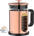 QUQIYSO French Press Coffee Maker 51oz, Stainless Steel Large French Press | Borosilicate Glass Coffee Maker,4 Filter,Coffee Press,Easy to Clean,Perfect for Party Kitchen Camping Travel Gifts(Copper)