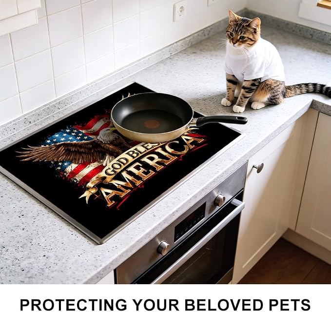 Patriotic Eagle Stove Top Cover 28.35x20.47 in Non Slip | Heat Resistant Cooktop Protector Mat with Non-Slip Backing, Scratch Protection and Countertop Drying Mat.