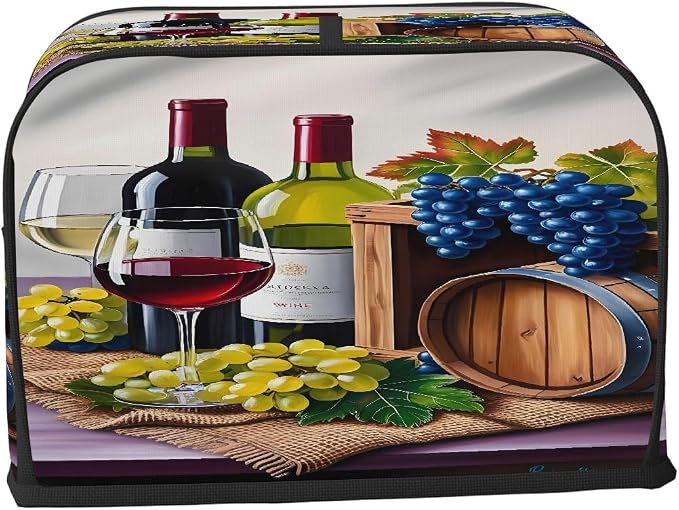 2 Slice Toaster Cover Grapes Red Wne Toaster Covers Two Slice Wide Slot Waterproof and Dustproof Covers for Wide Slot Toasters and Small Appliances Kitchen Decor Gifts