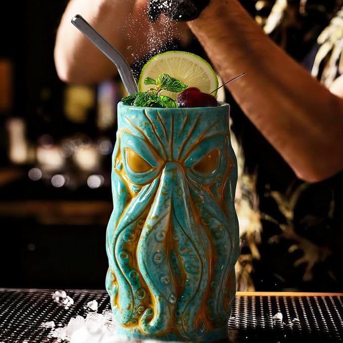 Kraken Ceramic Tiki Mug, 18 oz Hi Ball 1 pc Set
