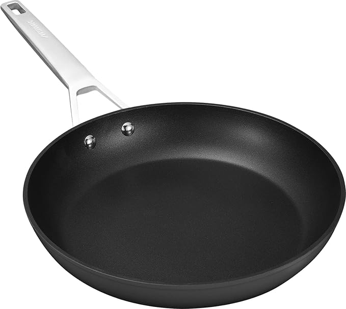MsMk 12.5 Inch Nonstick Frying pan, Grey Large Cooking Pan Titanium Skillet | Non Toxic, Even Heating, Easy Clean, Dishwasher & Oven Safe, suitable for gas & electric & induction stoves, PFOA & PFAS Free