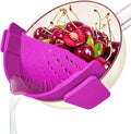 YEVIOR Clip on Strainer for Pots Pan Pasta | Food-grade BPA-free,Kitchen Food Strainer for Spaghetti, Pasta,Vegetable Fruits Fits All Bowls and Pots (Purple)