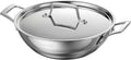 Tramontina Utsava 2.75-Quart Tri-Ply Clad Stainless Steel Kadai with Lid | Kadhai Pot for Indian Cooking