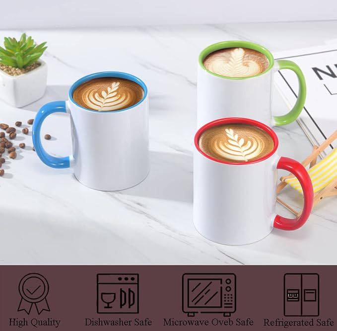 ABBSH Sublimation Mugs, 15oz, 6 Assorted Colors 12Pack