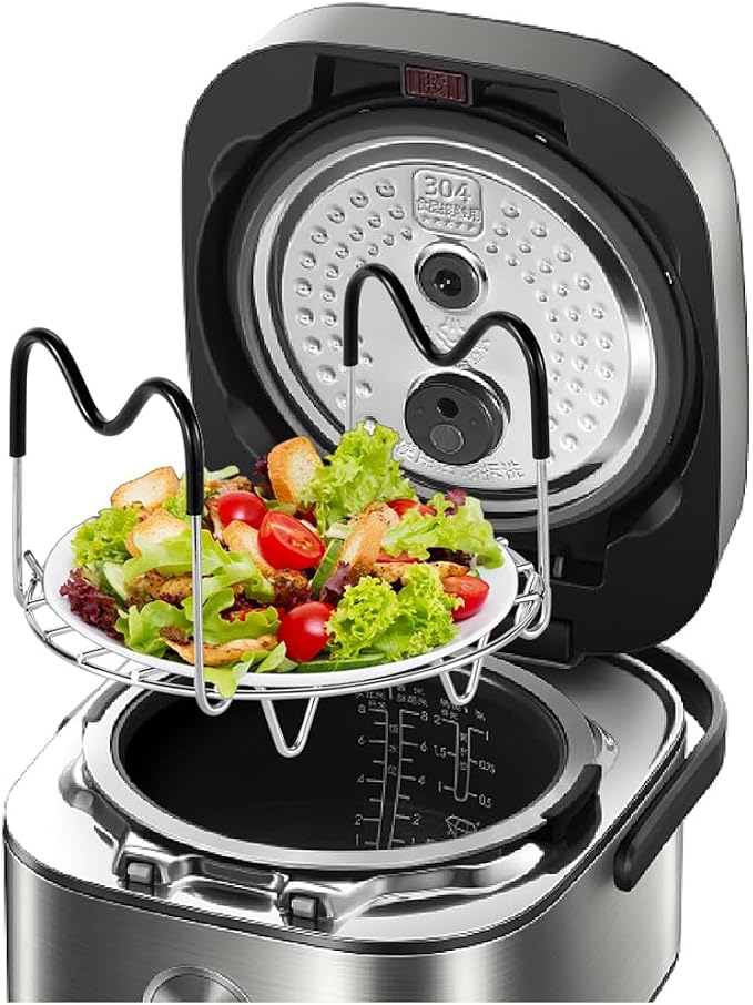Steamer Rack Trivet with Handles for Instant Pot Pressure Cooker Accessories (Handle with Silicone, for 6qt)