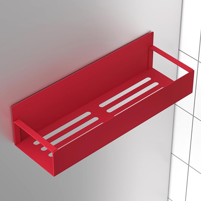 4 Pack Magnetic Spice Storage Rack Organizer for Refrigerator and Oven, Red Fridge Organizers and Storage | Magnetic Shelves Heavy Duty for Fridge in Kitchen, Seasoning Storage Organizer, For Oven Washer and Dryer, For Heavier Items