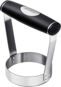 HULISEN Food Chopper Manual Hand, Stainless Steel Hand Chopper, Plain Edge | 3 inch Round, Ergonomic Rubber Handle, Chops Egg Nut Collard Tuna Salad & Ground Beef, Dishwasher Safe