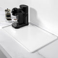 Rnivvi Silicone Coffee Mat, 12" x 19" Waterproof Raised Edge Coffee Bar Mats for Espresso Machine Station Accessories, Heat Resistant Dish Drying Pad for Kitchen Counter, Rubber Bar Decor Pad, White