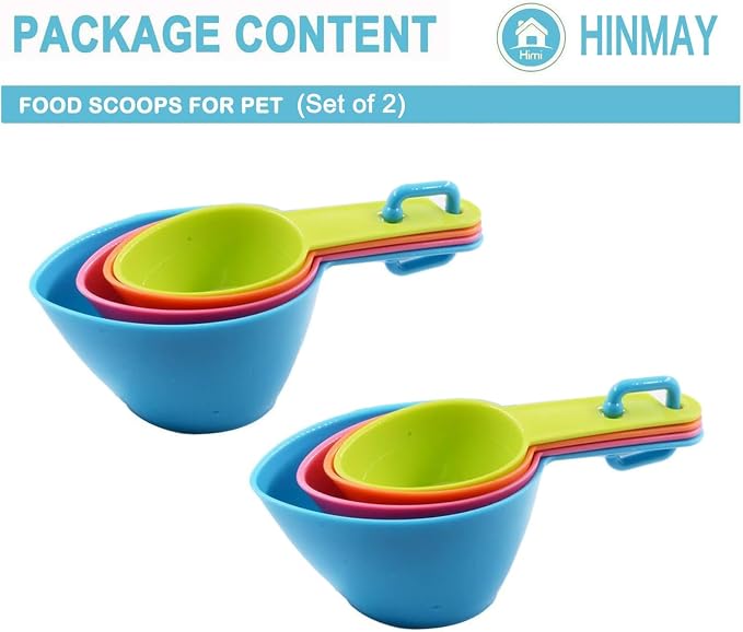 HINMAY Pet Food Scoops Plastic Measuring Cups Set, Set of 2 | Use for measuring pet food portions (dog, cat, bird, etc.) or even ingredients while cooking or baking.