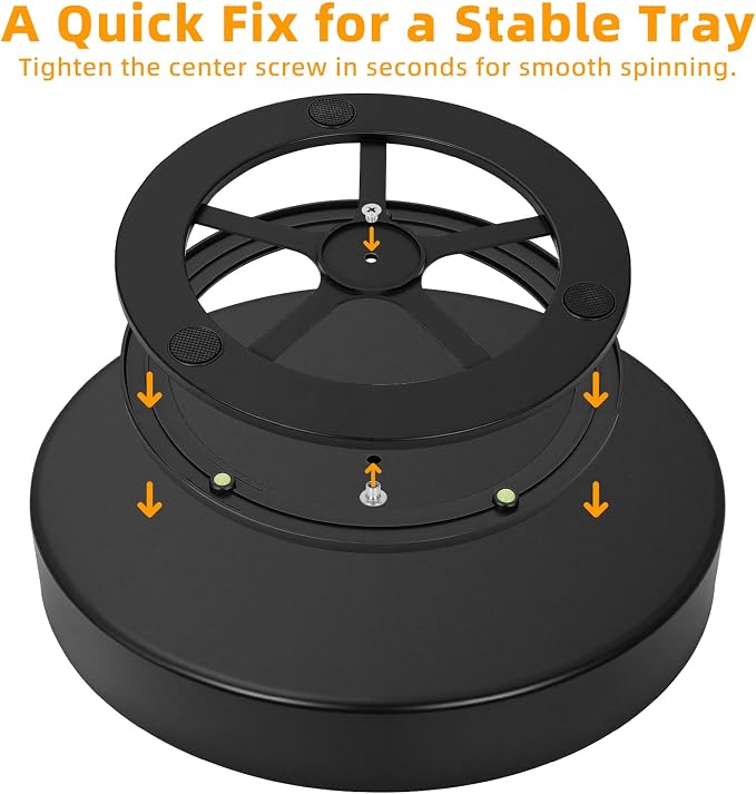Metal Lazy Susan Organizer, 10 Inch Anti-Rust Turntable for Cabinet, Kitchen, Dining Table, Bathroom – Rotating Spice Rack, Spinner Storage, Round Carousel Organizer for Countertop Black