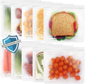 SPLF 10 Pack Dishwasher Safe Reusable Sandwich Bags, White | Reusable Quart Bags Leak-proof Freezer Bags Bpa and Silicone Free for Marinate Meats, Cereal, Sandwich, Travel Items