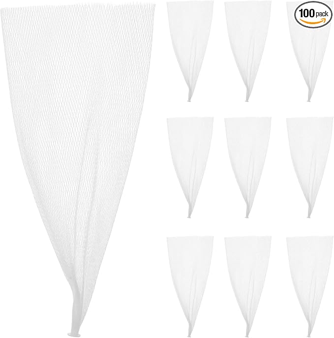 100Pcs Hanging Mesh Storage Onion Tomato Garlic Ginger Net Vegetable Fruit Seafood Bag Reusable Washable Garbage Filter Mesh Bags for Kitchen Accessories