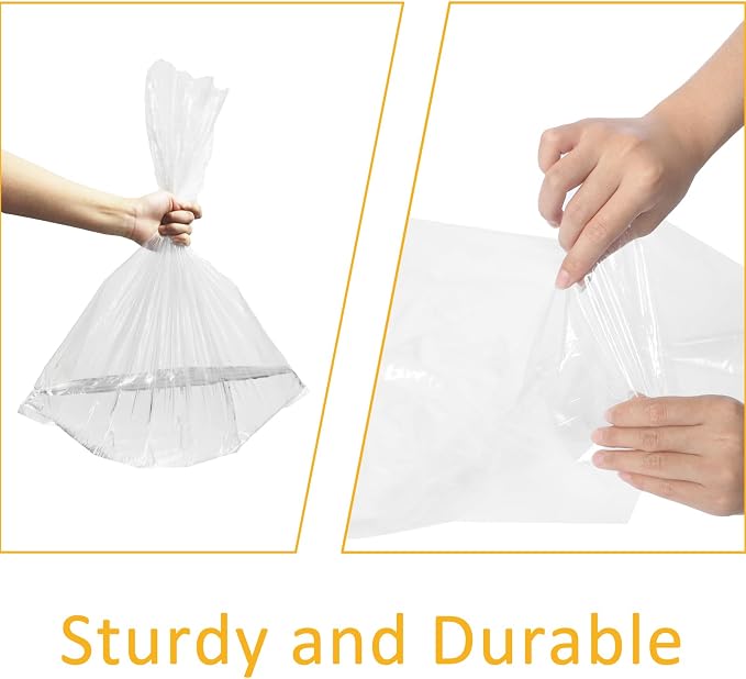 200 Pack 18 x 24 Inch Plastic Produce Bags Bread Loaf Bags | Clear Plastic Flat Poly Bags with Twist Ties for Food, Bread, Dough, Clothes Packaging, Storage, Gift Bag (1 Mil Thick)
