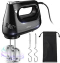 GUALIU Electric Hand Mixer, 304*(2* Beaters, 2* Dough Hooks), (1* Storage Bag) Handheld Mixer for Baking Cakes, Eggs, Cream Food Mixers, Turbo Boost /5 Speed Kitchen Blender BLACK