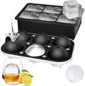 2 Pack Ice Cube Tray, 2" Sphere Ice Ball Mold with Lid & Large Square Maker | Perfect for Whiskey, Cocktails, Bourbon, and Homemade Drinks, Creating Slow-Melting Ice That Keeps Beverages Chilled Longer