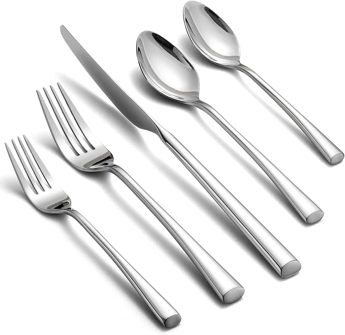 Alata Bailey 20-Piece Forged Silverware Set Stainless Steel Flatware Set,Service for 4,Mirror Polished Cutlery Set,Dishwasher Safe…