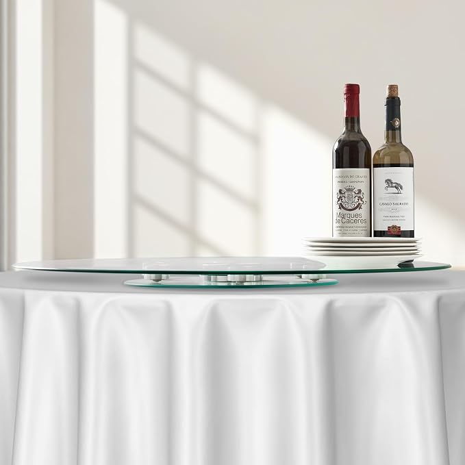 VEVOR 30 in Glass Lazy Susan Turntable, Tempered Glass Dining Table Centerpiece with 6 Rotating Wheels, 360° Smooth and Silent Spin Tabletop Rotating Tray, for Family Gatherings, Banquets & Weddings