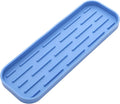 MicoYang Silicone Kitchen Sink Organizer Tray for Multiple Usage,Eco-Friendly Sponges Holder for Kitchen Bathroom Counter or Sink,Dish Soap Dispenser,Scrubber,Bottle,Cup (Lichen Blue, 12"×4")