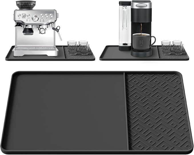 Silicone Coffee Mat with Raised Edges 24" x 16" – Waterproof Countertop Mat, Coffee Maker Pad, Espresso Machine Mat, Heat Resistant Dish Drying Mat