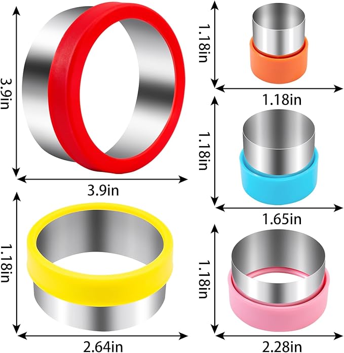 Nifogo Round Circle Cookie Cutter 5 Pcs | Biscuit Cutters, Sandwich Cutter, Stainless Steel & PP Plastic, 5 Different Sizes, for Baking Donut English Muffin Scones