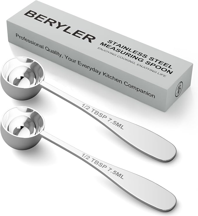 2PCS 1/2TBSP(7.5ML) Measuring Spoon, 18/8(304) Stainless Steel Tablespoon | Precise, Food-Grade, ‌Rust-Free, Sturdy & Durable, Dishwasher-Safe