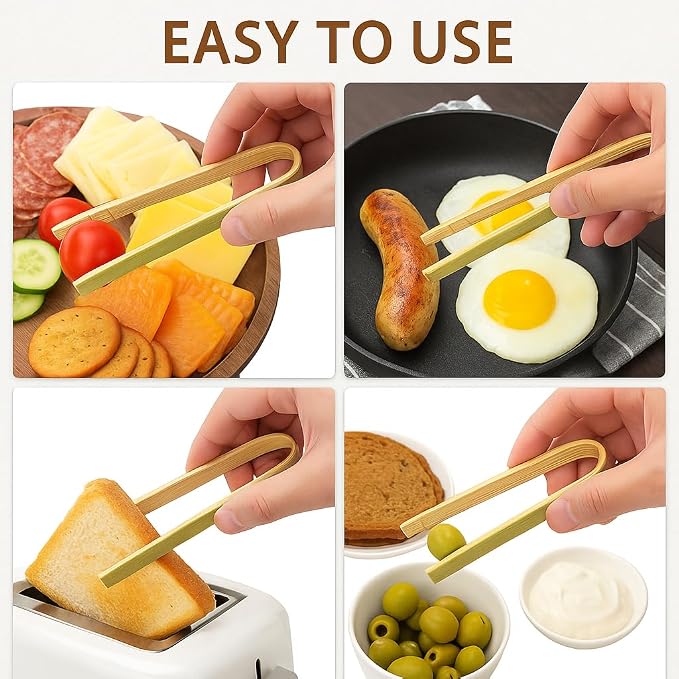 36Pcs Mini Bamboo Tongs For Charcuterie, Disposable Wooden Serving Tongs | 3.9-Inch Small Size, Grazing Table Supplies, Party Food Presentation, Charcuterie Board Accessories, Appetizer, picnics