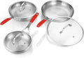 DELARLO Tri-Ply Stainless Steel Frying Pan Set 8" 10" 12" With Lid skillets | Stainless Steel Pan Cooking Heat fast and evenly Compatible with All Cooktops Dishwasher and Oven Safe