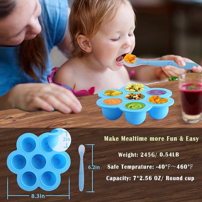 7PCS Silicone Egg Bites Mold Set with Steamer Rack for 6qt 8qt Instant Pot | Includes 2 Spoons and 2 Spatulas for Meal Prep, Breakfast Recipes, Steaming, Baking, and Convenient Homemade Egg Snacks