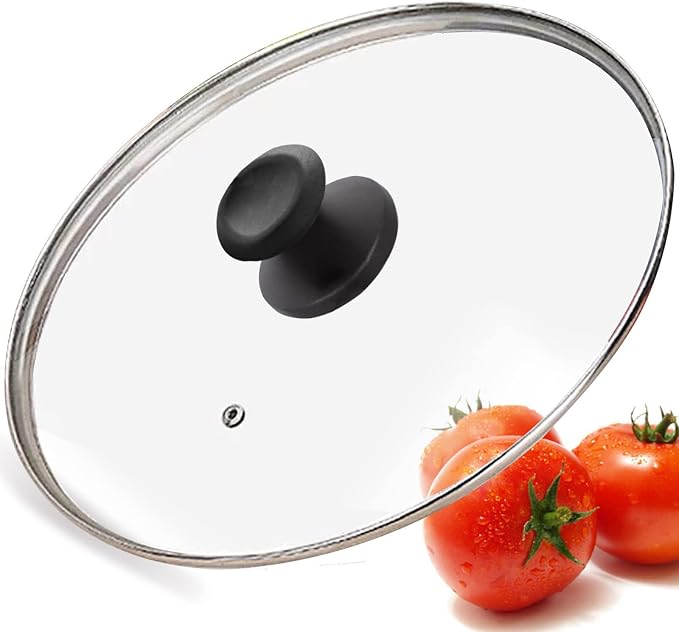 Glass Lid for 11 in Frying Pan, Tempered Replacement Top for 11 inches Cookware, Skillets, Stainless Steel Pans &Pots, Cast Iron, Cast Aluminium Pans, Dutch Ovens 28 cm