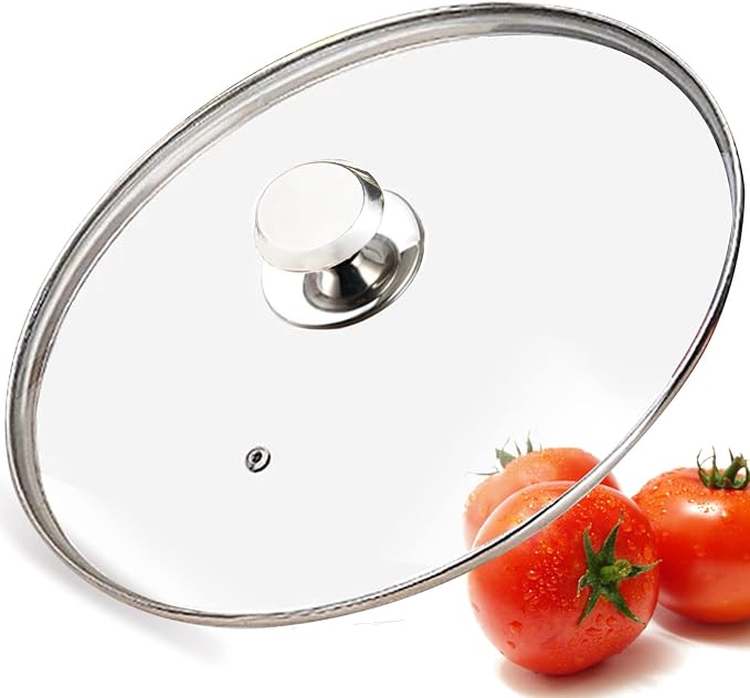 Glass Lid for 10.25 in Frying Pan, Tempered Replacement Top for 10.25 inches Cookware, Skillets, Stainless Steel Pans &Pots, Cast Iron, Cast Aluminium Pans, 26 cm
