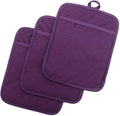 Anyi Pot Holders for Kitchen Heat Resistant, Cotton Hot Pads for Counter Table, Purple Kitchen Pot Holders with Pocket
