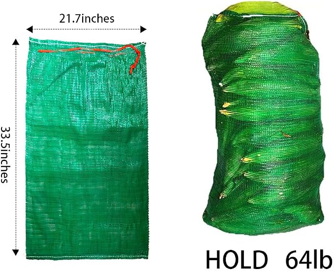 50pcs Extra Large Mesh Storage Produce Bags Reusable Vegetable Storage Bags Sacks 21'' x 32'' Holds up to 50 Lbs Vegetable Storage Bags (Green 50)