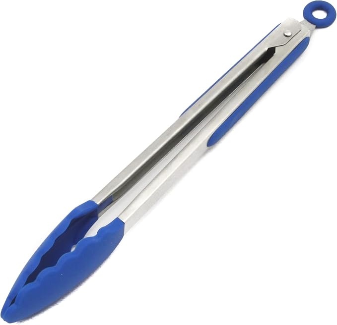 Chef Craft Premium Silicone Cooking Tongs, 12 inch, Blue