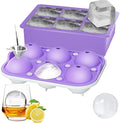 2 Pack Ice Cube Tray, 2" Sphere Ice Ball Mold with Lid & Large Square Maker | Perfect for Whiskey, Cocktails, Bourbon, and Homemade Drinks, Creating Slow-Melting Ice That Keeps Beverages Chilled Longer