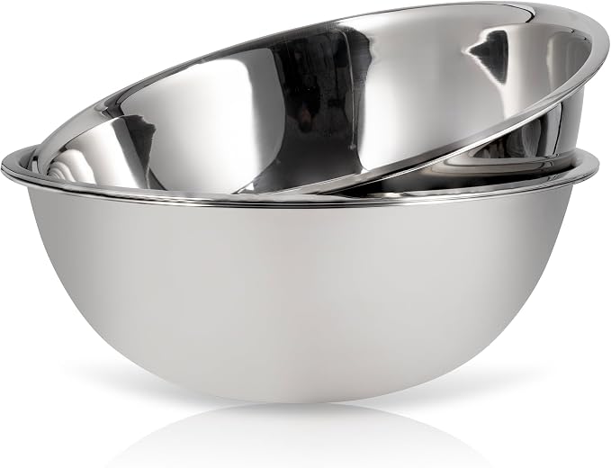 24 Quart Large Stainless Steel Mixing Bowls Set, 3-Pack, Nesting Bowls | Extra Large Commercial Grade Metal Bowls for Meal Prep, Baking, Serving, Food Storage. Rustproof & Dishwasher Safe