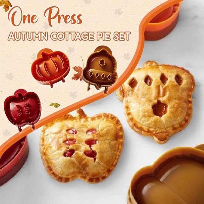 Dough Presser Pocket，Mini Pie Molds,One-Handed Cookie Maker, 3 Shape Christmas Handmade Pie Molds. (Autumn hand-dispatched)