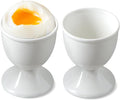 Cinf Ceramic Egg Cups, Set of 2, White Boiled Egg Holders for Breakfast | Set of 2 ceramic egg cups, classic white design, easy to clean, ideal for boiled eggs, breakfast serving and holiday gifting