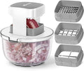 KEOUKE Multifunctional Vegetable Chopper Bowl White - 3 Interchangeable Blades Potato French Fry Cutter with Container & Storage Box Food Chopper Dicer for Cucumber, Tomato, Carrot, Onion