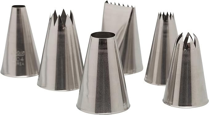 Ateco - 6 Piece Decorating Tube Set, Includes Stainless Steel Tips: 804, 808, 827, 864, 846, 898