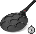 Pancake Pan Maker Nonstick Induction Compatible, 10.5 Inch Mini Non Stick Silver Dollar Grill Blini Griddle Crepe Pan,7 Molds Cake Egg Cooker Skillet for Kids Gifts