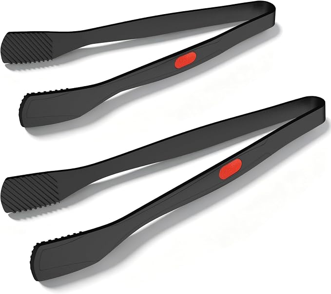 Beijiyi Silicone Kitchen Tongs for Cooking, 9" & 12", Heat Resistant, Black | BPA-Free Silicone Tip, Non-Stick Safe, Stainless Steel Core, Food Tongs for Cooking, Serving and Grilling, Dishwasher Safe