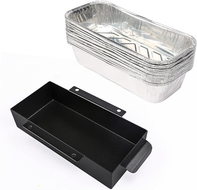 Grease Cup Drip Pan, Charbroil Replacement, Black Steel | Compatible with Charbroil 9328812P06 and G416-0015-W1, includes 15 aluminum foil cups, powder-coated steel with clip design
