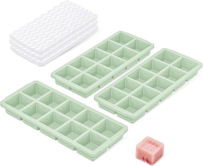 3-Pack Ice Cube Trays with Lid, 10 Cubes 2 Tbsp, Silicone Tray for Freezer | BPA Free, Leak-proof Lid, Freeze Ice Cubes, Chocolates, Sauces, Juices, Fruit Purees, Meal Prep, Cocktail, Coffee, Soup, Food