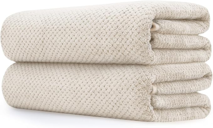 Extra Large Bath Towel Set of 2 (35"x70"),Oversized Bath Sheet Super Soft Highly Absorbent Jumbo Bathroom Towel Set Microfibers Quick Dry Shower Towel for Hotel,Bathroom,Guest,Spa,Gym (2PCS Khaki)