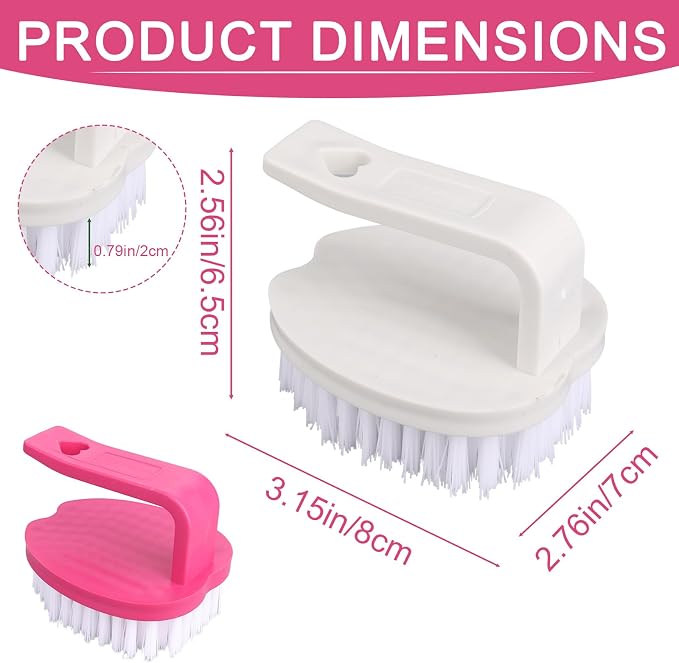 2pcs Vegetable Scrubber Brushes, 8x7x6.5cm/3.15x2.76x2.56in PP Material Fruit and Veggie Brush with Stiff Bristles and Handle for Potatoes Carrots & Fruits (Red & White)