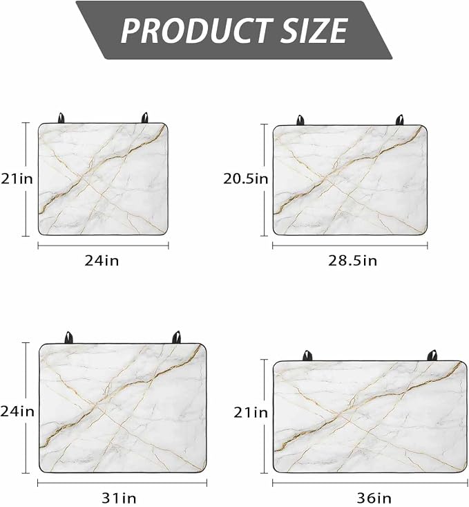 Stove Top Covers for Electric Stove 31x24 Inches, White Marble HeatResistant Glass Cooktop Protector, Nature Marble Crack Yellow-golden Lines Ceramic Stovetop Countertop Covers Mat, Modern Oven Cover