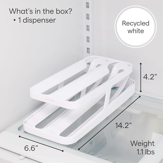 YouCopia RollDown® Egg Dispenser, Rolling Eggs Dispenser and Organizer for Refrigerator Storage, Double Track