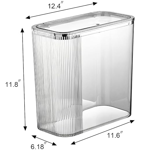 Sooyee Clear 14 Liter Bathroom Trash Can with Lid,3.9 Gallon | Garbage Can Press Type Lid, Slim trash can For Bathroom, Powder Room, Bedroom, Kitchen, Craft Room, Office